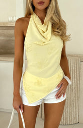 Linger In The Light Halter Top Lemon