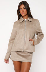 Like The Old Days Faux Suede Jacket Sand