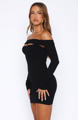 Don't Tempt Me Long Sleeve Mini Dress Black