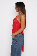 It's A Love Story Lace Top Red