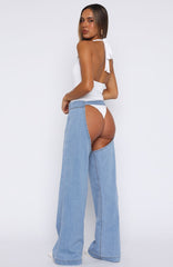 She's Most Wanted Denim Chaps Light Blue