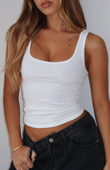 What An Experience Ribbed Tank Top White