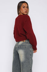 Warm Whispers Knit Cardigan Burgundy