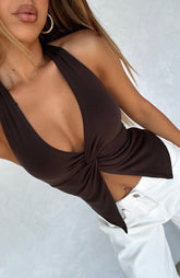 Beginning To Wonder Halter Top Chocolate