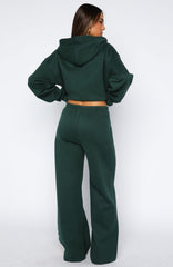 Brand New Start Wide Leg Sweatpants Forest Green