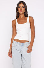 Perfectly Tied Ribbed Tank White