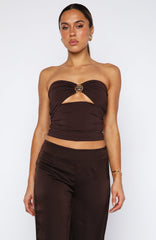 Never Bothered Strapless Top Chocolate