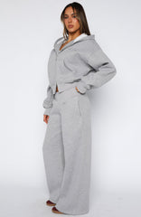 Come A Long Way Wide Leg Sweatpants Grey Marle