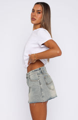 Shining Down Denim Mini Skirt Sand