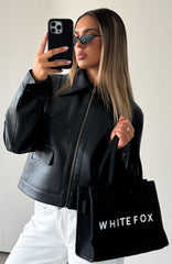 White Fox Mini Tote Bag Black