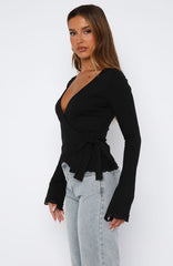 Cater To You Long Sleeve Top Black