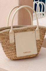 Vivienne Straw Top Handle Bag Cream