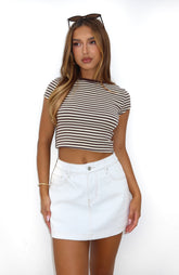 Don't Leave Me Denim Skort Off White