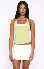 No Proof Halter Top Green/Pink