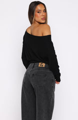Stayed Down Off Shoulder Long Sleeve Top Black