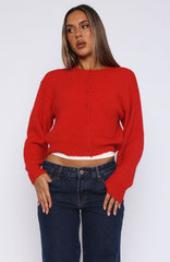 Warm Whispers Knit Cardigan Red
