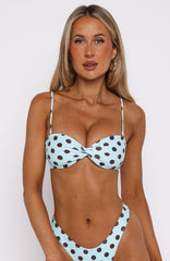 Kaya Bikini Top Blue/Choc Polka Dot