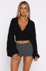 Love Shy Long Sleeve Top Black