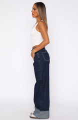 Charlotte Mid Rise Wide Leg Jeans Dark Indigo
