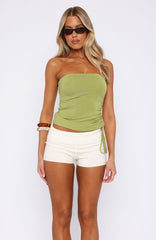 How Will It End Strapless Top Matcha