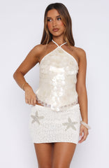 Azure Star Mini Skirt White