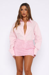 Always About Us Button Up Shirt Baby Pink