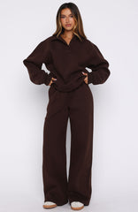 Chill Moves Wide Leg Sweatpants Chocolate