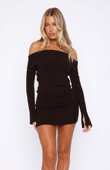 Parental Guidance Knit Mini Dress Chocolate