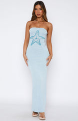 Chasing Wild Dreams Knit Maxi Dress Azure