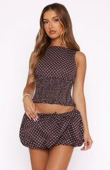 Runaway Heart Mini Skort Chocolate Polka Dot