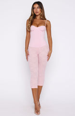 Vibe With Me Lace Capri Pants Baby Pink