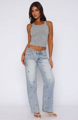 Athina Low Rise Wide Leg Jeans Light Blue