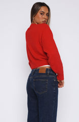 Warm Whispers Knit Cardigan Red