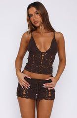 I'm Ready Now Crochet Top Chocolate