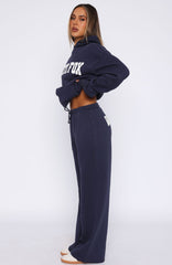 Shout It Out Wide Leg Sweatpants Navy