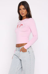 Chasing Butterflies Long Sleeve Baby Tee Pink