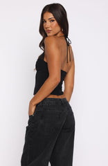From The Skies Halter Top Black