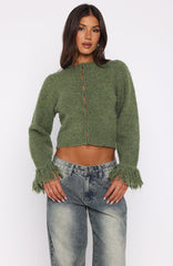 Baby It's Cold Knit Cardigan Moss