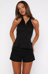 Can't Give You Up Halter Top Black