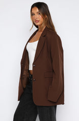 Catch Me Now Oversized Blazer Chocolate