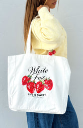 Life Is Sweet Tote Bag Off White