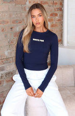 Love Addiction Long Sleeve Baby Tee Navy