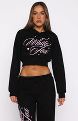 Love You Regardless Cropped Zip Front Hoodie Black