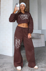 Love You Regardless Wide Leg Sweatpants Chocolate