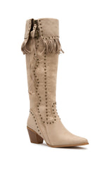 Lyana Knee High Boots Taupe Faux Suede