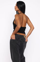 Show Stopping Halter Top Black
