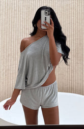 Slow Life Pyjama Shorts Grey Marle