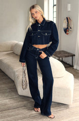 Something To Prove High Rise Straight Leg Jeans Dark Indigo