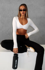 Sync Long Sleeve Crop White