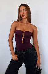 Top Of The Game Strapless Bodysuit Plum